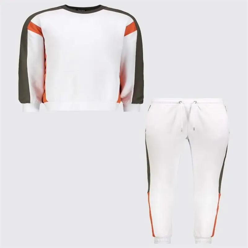 

Brand Autumn And Winter Men's 2-Piece Set Without Hood Stitching Sweater Jogging Pants Sports Fitness Set Head Sports Suit