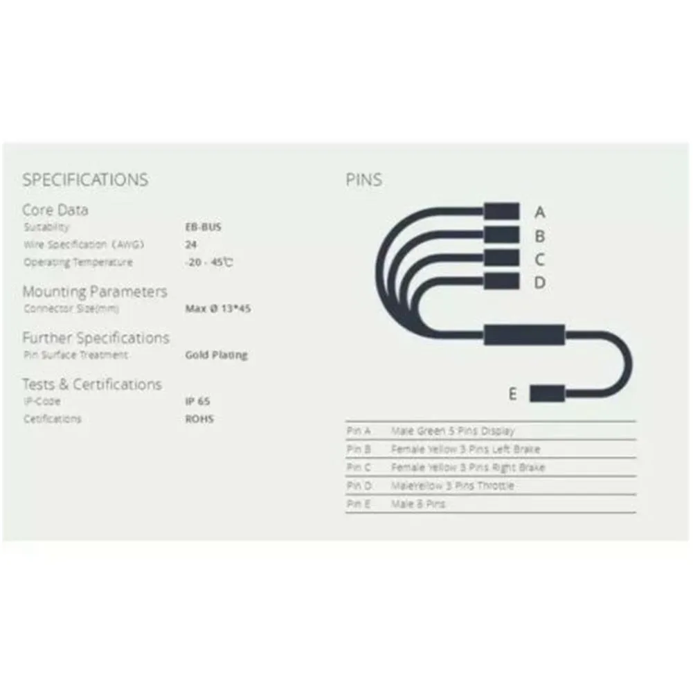 

Cable Wiring Harness Electric Bicycle Waterproof Corrosion Resistance Bike Mid Drive Motor Replacement Insulation For Bafang 1T4