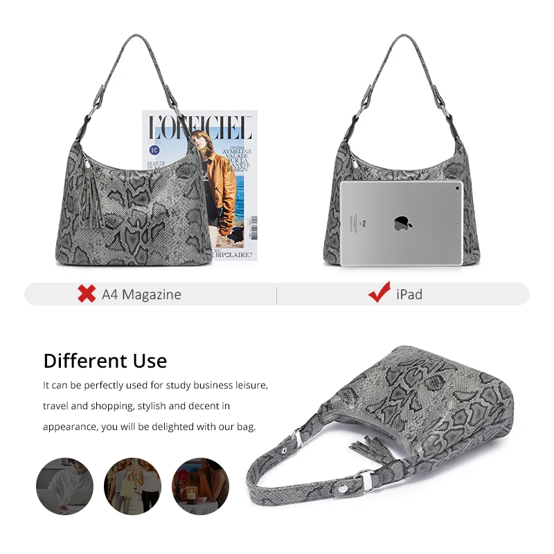 Сумка-хобо женская из экокожи с принтом животных и кисточками | Багаж сумки