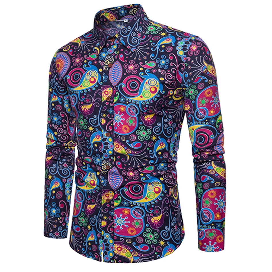 Shirt B Гавайский комплект 5XL, цветочные мужские вечерние костюмы для фитнеса, винтажный спортивный костюм размера плюс, рубашка с длинным рукавом+ штаны с цветочным принтом, уличная одежда - Color: Shirt B