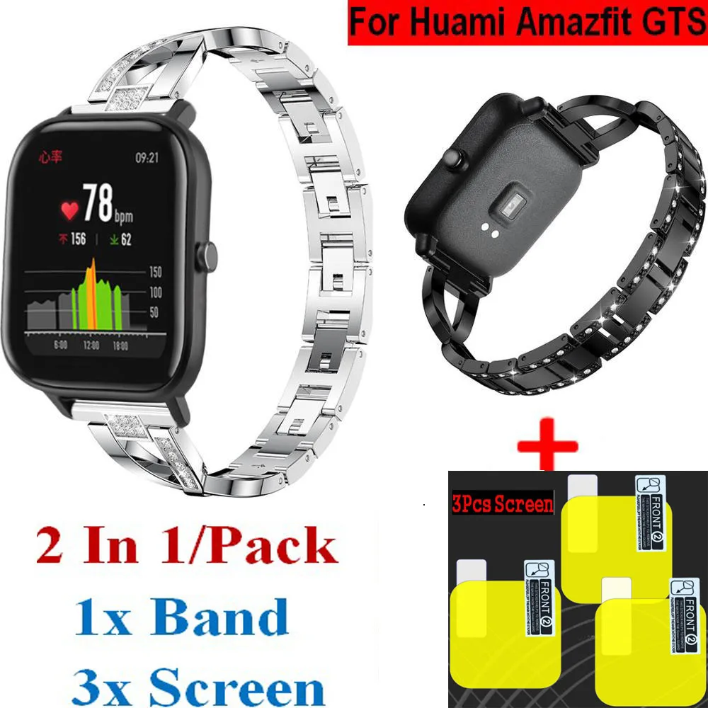Металлический Хрустальный ремешок для часов XIAOMI Huami Amazfit GTS сменный наручный
