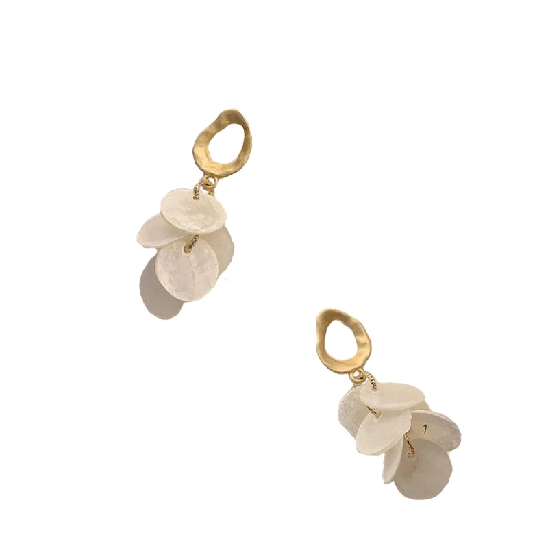 Новинка женские длинные модные серьги натуральная оболочка диски имитация