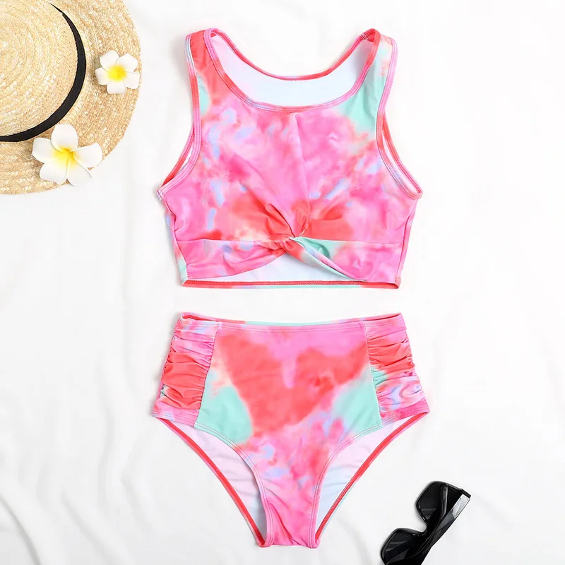 Новинка 2021 комплект бикини с завышенной талией укороченный топ Женская пляжная