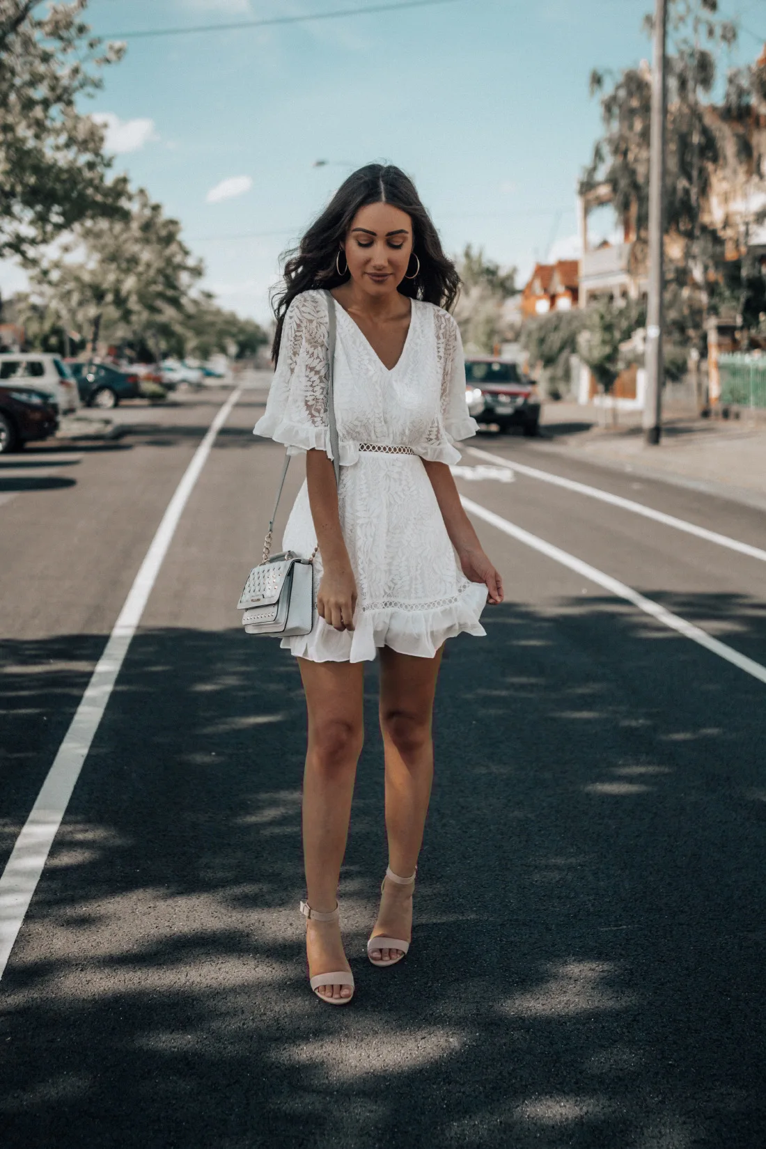 

2021 European and American new style women's dress V-neck lace mid-sleeve dress short skirt