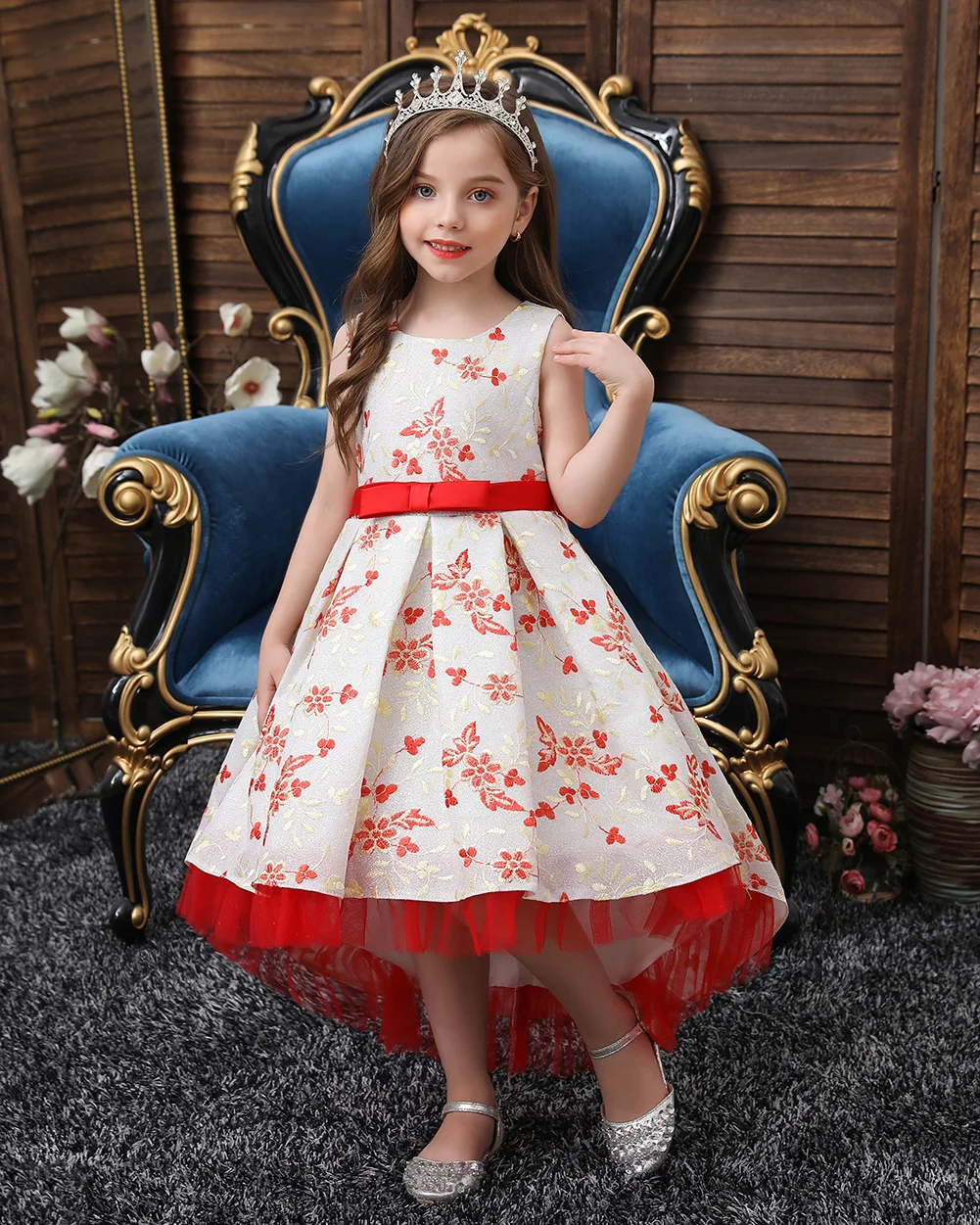 

Children Dress Princess Dress Trailing Mesh Dress Model Show Dress Party 2021 Bridesmaid Flower Boy New Girl