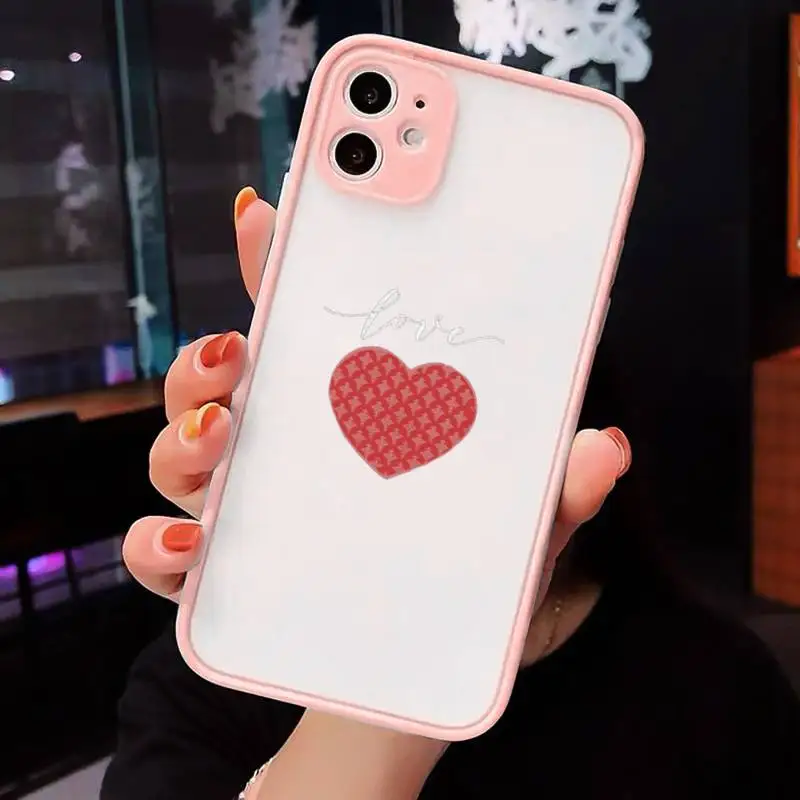

Cute Love Heart Lovers Phone Case Matte Transparent for iPhone 7 8 11 12 s mini pro X XS XR MAX Plus cover funda