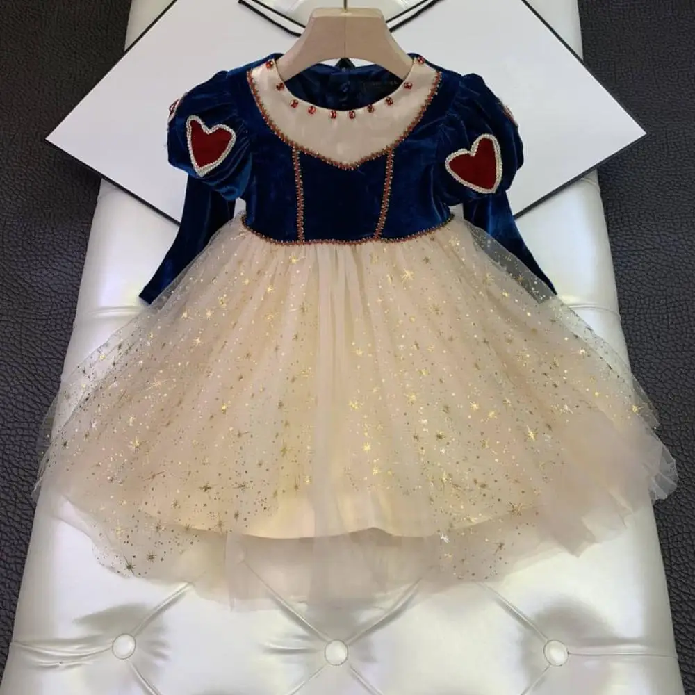 CC4140 Топ бренд для девочек осень/зима платье белоснежный стиль бархатная