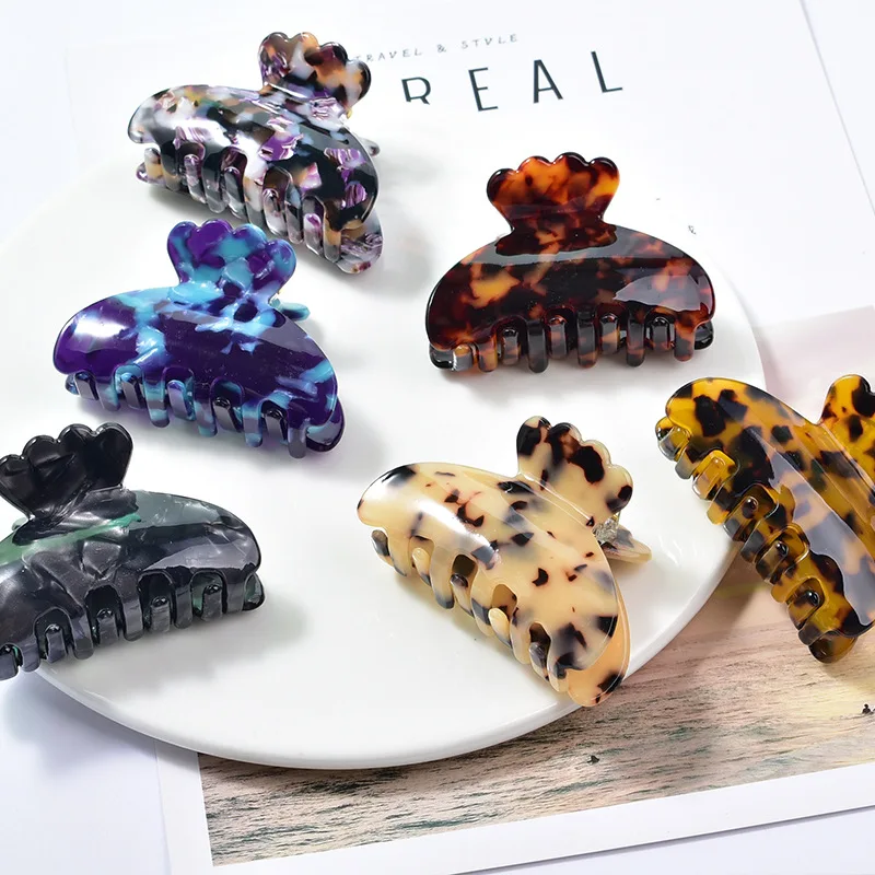 

Заколки для волос женские, ацетатные, с леопардовым принтом