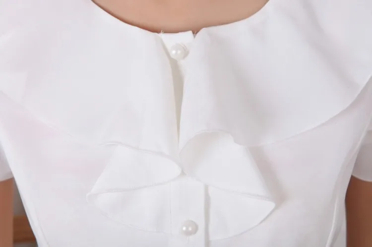 В офисном рабочем стиле кружевная шифоновая блузка белая рубашка универсальная с рукавом бабочкой размера