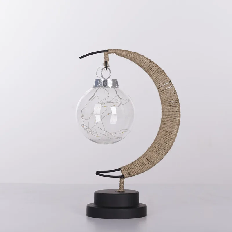 

Led Stars / Moon / Apple / Sepak Takraw / Christmas Gift Handmade Hemp Rope Wrought Iron Night Light Party Room Decoration Light