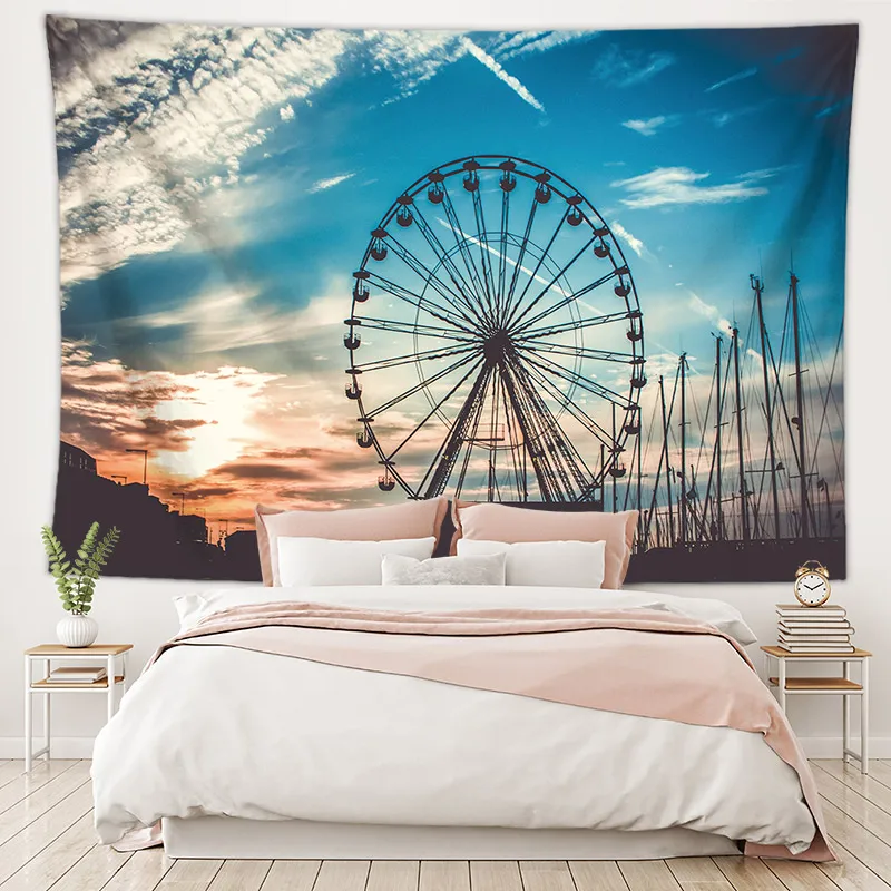 Vintage Tapestry Wall Hanging Blanket Large Building Design Decorative Carpet For Living Room Dropshipping | Дом и сад
