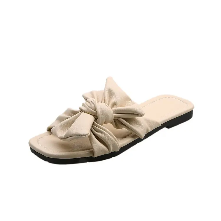 

Slippers Women Summer Female Shoes Luxury Slides Butterfly-Knot 2021 Designer Massage Beach Flat Basic PU Rubber Butterfly-knot