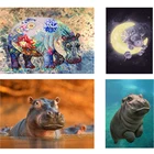 5D алмазная живопись сделай сам, мультяшный Бегемот, квадратнаякруглая вышивка, распродажа, Алмазная мозаика, картина стразы, Декор для дома, подарок