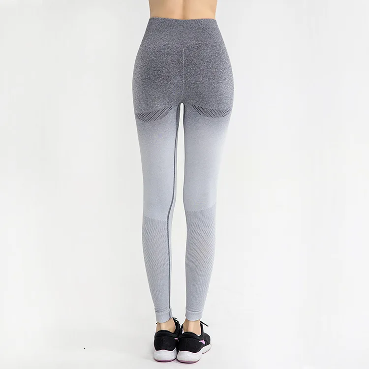 Grey-White Shark Women Ombre Cropped Seamless Long Sleeve Top Crop Top Women Workout Shirts for Women Sports Tops Women Gym - Цвет: Grey-White