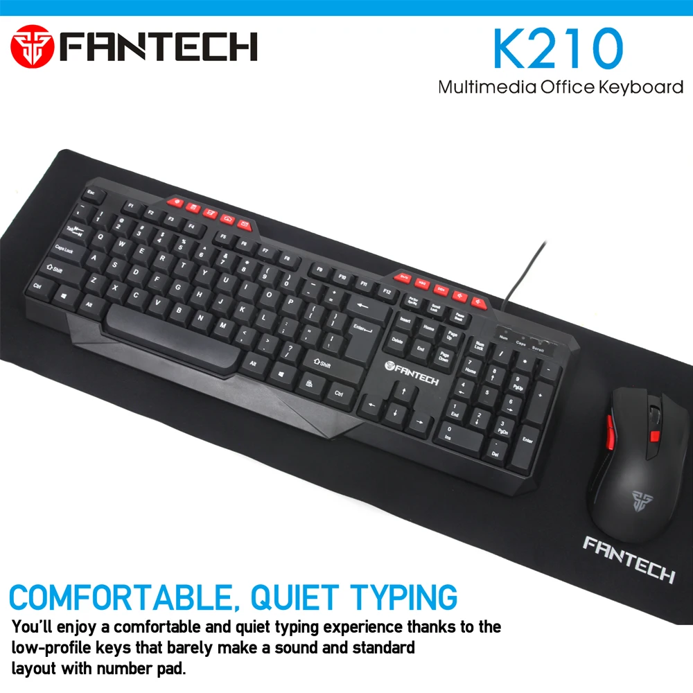 Fantech K210 многофункциональная клавиатура 114 ключей английская проводная USB Keybord для ежедневного использования офисный Keybord