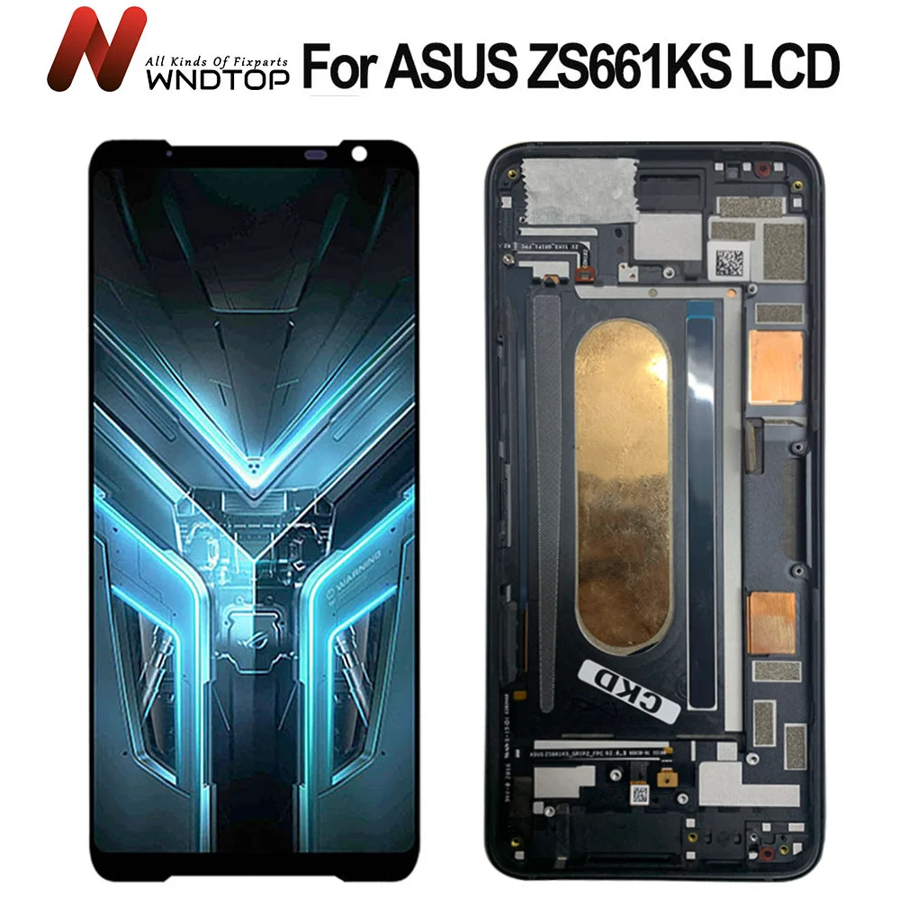 Pantalla LCD de montaje de digitalizador con pantalla t&aacute;ctil, 100% probada para Asus ZS661KS, piezas de repuesto para tel&eacute;fono Asus ROG 3 ZS661KS-0