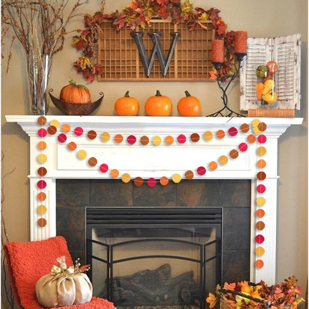 Осенняя Тема красный оранжевый желтая бумага Круглый Потяните цветок флаг