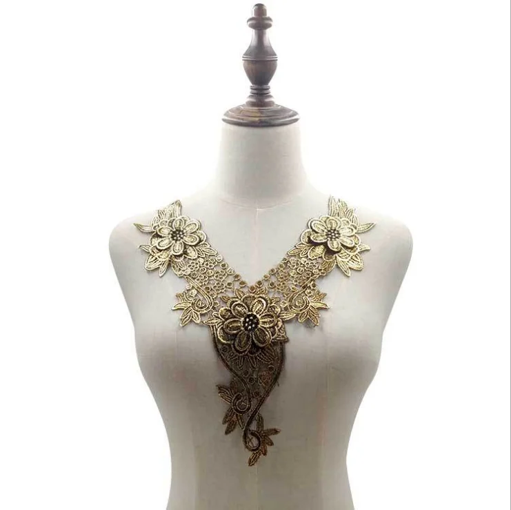 

20Pcs Embroidered 3D Floral Lace Neckline Neck Collar Trim Clothes Sewing Applique Edge For Garment Accessories