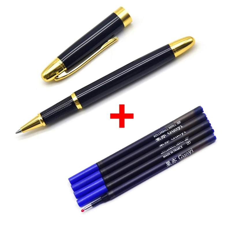 Black-5 Blue refill Guoyi Z318 Ретро Роскошная металлическая гелевая ручка канцелярские принадлежности для офиса и обучения школьные канцелярские принадлежности подарок Отель Шариковая ручка для делового письма - Цвет: Black-5 Blue refill