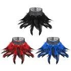 Женское готическое викторианское Кружевное колье с натуральным пером, воротник-чокер, сценический костюм на Хэллоуин, аксессуары для косплея