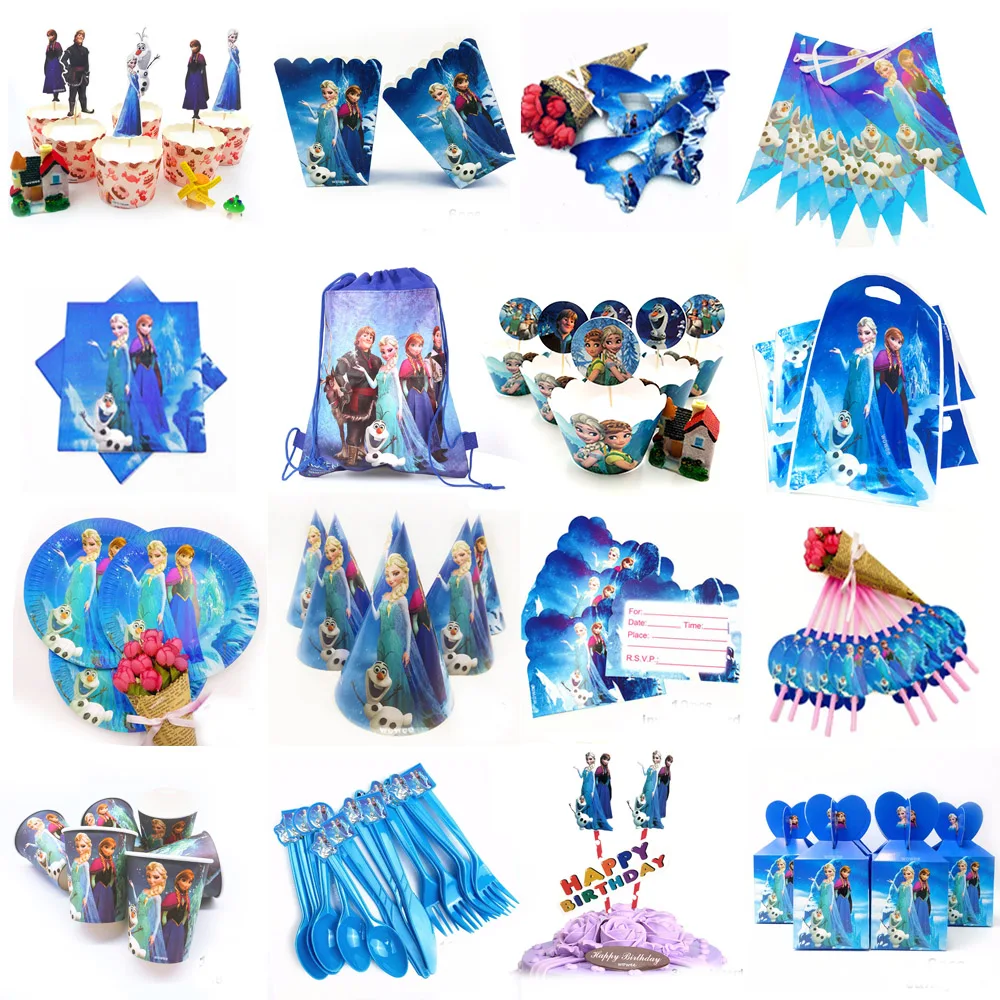 Холодное сердце принцесса Анна Эльза День Рождения украшения Дети одноразовые
