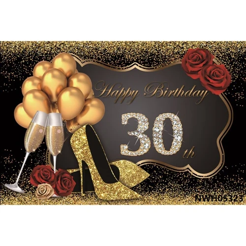 30th 50th день рождения золотистый воздушный шар розовый фиолетовый фон на заказ Виниловый фон для фотостудии Фотофон - Цвет: NWH05323