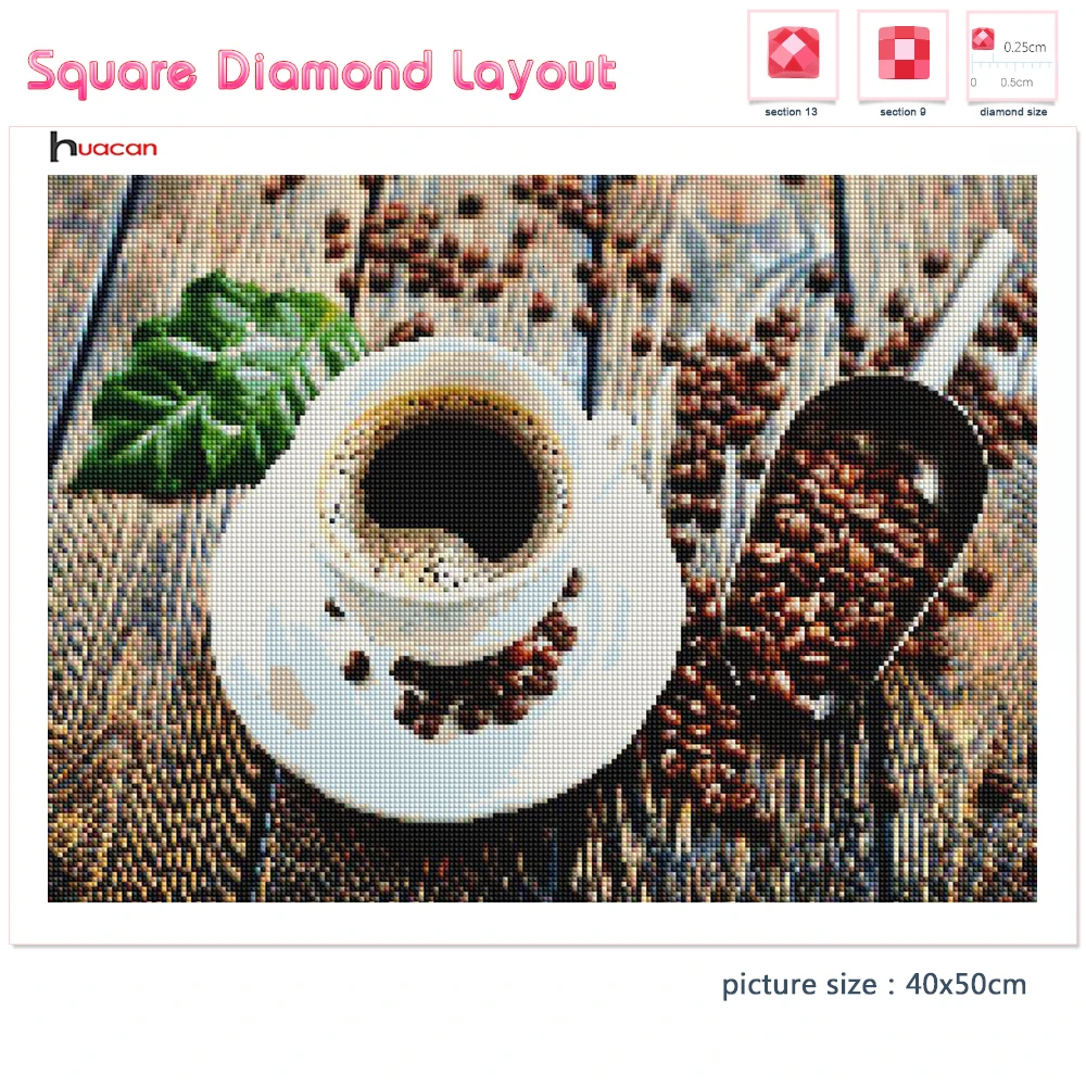 Huacan алмазная вышивка распродажа кофе картина со стразами мозаика цветы подарок