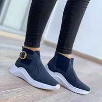 women sports shoes women flat shoes suede round shape solid color thick bottom keep warm non slip large size women shoes