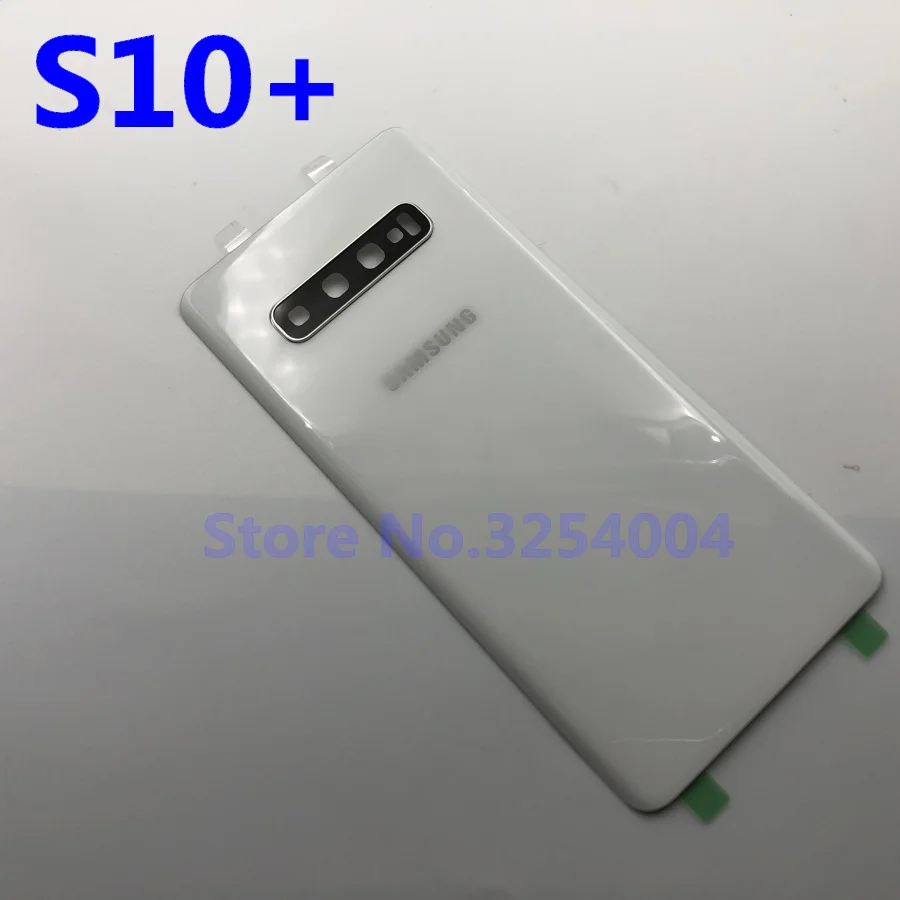 Запасное стекло для samsung Galaxy S10 S10e S10 Plus S10+ крышка для батареи задняя дверь корпус чехол для камеры стеклянная рамка для объектива - Цвет: S10 Plus white