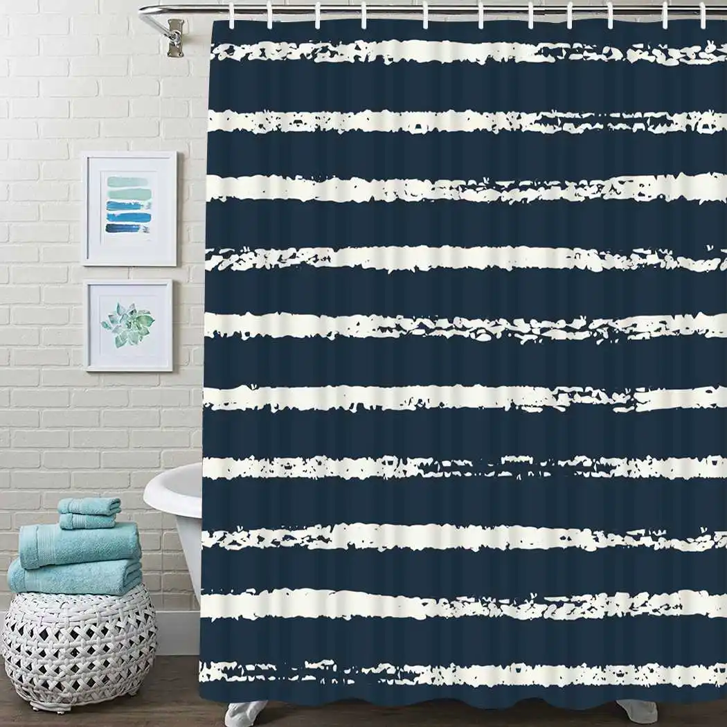 

Sailboat Stripe Shower Curtain Red Lighthouse Shower Curtain Waterproof Fabric For Bathroom Decor Shower Curtains Set With Hooks