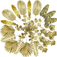 gold artificial plant leaves monstera palm maple leaves branch tropical wedding party decoration fake plant home garden supplies