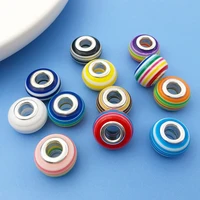 5pcs round shape european big hole resin beads fit for pandora bracelet diy snake chain fashion necklace charms jewelry making