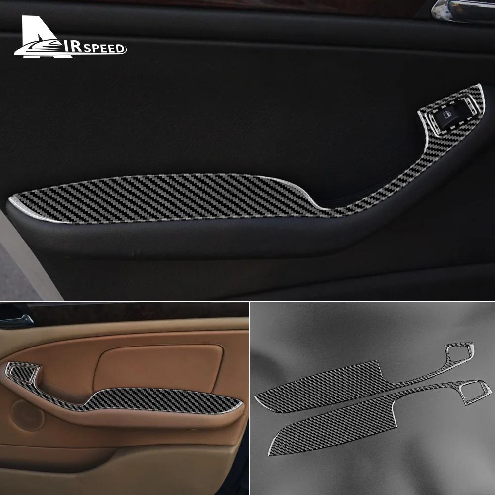 Carbon Fiber For BMW E46 1998 1999 2000 2001 2002 2003 2004 2005 2006 Car Door Window Control Switch Panel Interior Sticker Trim |