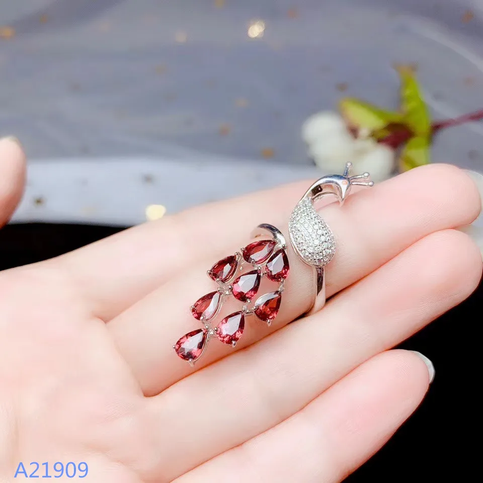 

KJJEAXCMY fine jewelry S925 sterling silver jewelry women's natural magnesium aluminum garnet gemstone ring support detection lu