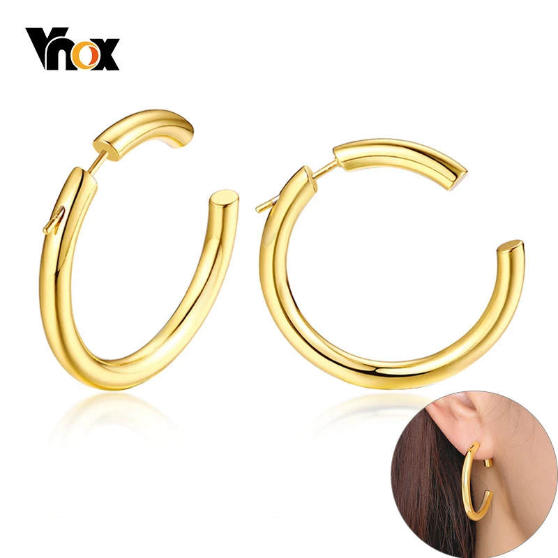 Vnox стильные полукруглые серьги кольца для женщин золотого цвета из нержавеющей