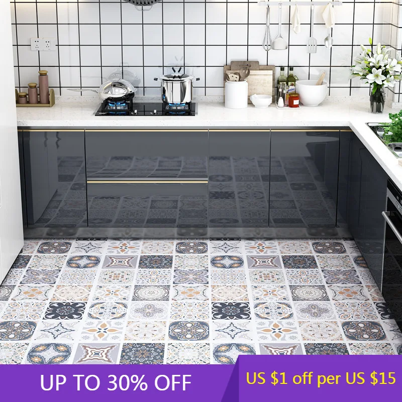 

Pvc Kitchen Waterproof Non-Slip Wear-Resistant Home Toilet Bathroom Floor Renovation Papel De Pared Stickers Vinyl Wallpapers