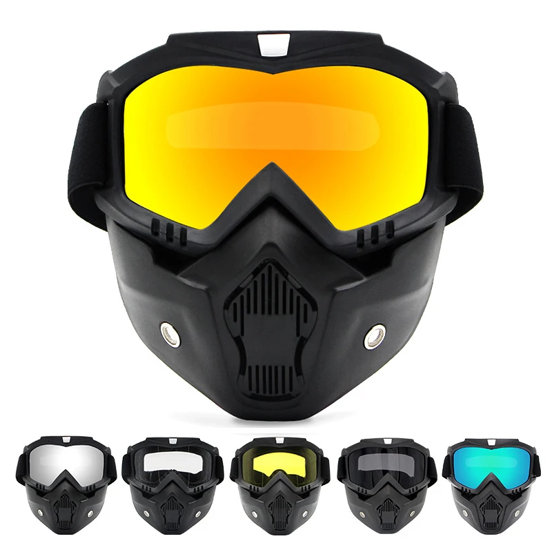 

Men Women's Motocross Goggles Mask Snowmobile Ski Goggles Windproof UV Protection Motorcycle Glasses with Mouth Filter