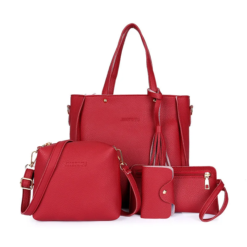 

4-piece set ladies ladies fashion tassel crossbody shoulder handbag coin purse messenger bag set mother and child bag Sac