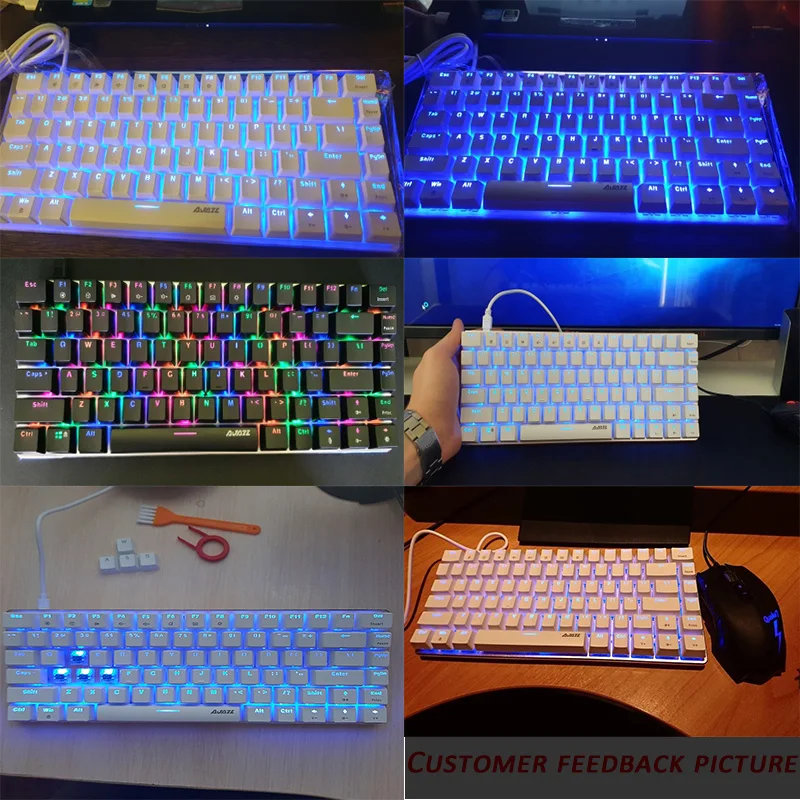 ajazz ak33 mechanical white gaming keyboard wired russianenglish layout rgb1 color backlight 82 key conflict free free global shipping