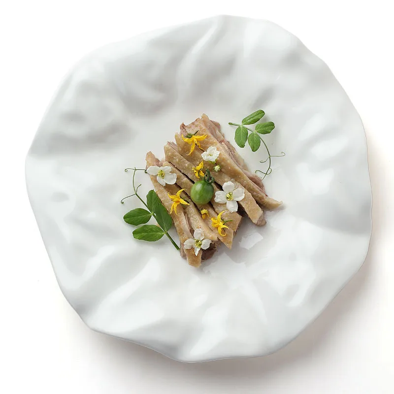 

French fine dish restaurant irregular ceramic plate special personality mood home creative cold dish plate