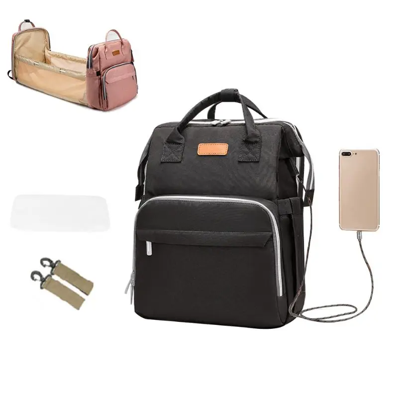 

Baby Nappy Changing Bag Portable Folding Crib Diaper Backpack Stroller Straps H8WD