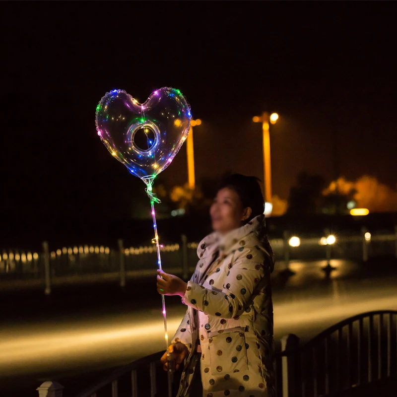 Heart in heart Светодиодный Звезда БОБО воздушный шар прозрачный светящийся светодиодный гелия Единорог клипсы для воздушных шаров, Беби Шауэр детский игрушки для вечеринки в честь Дня Рождения для свадебной вечеринки - Цвет: Heart in heart