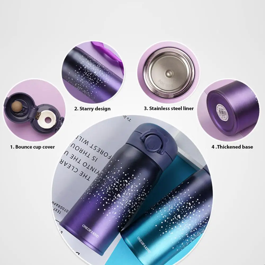 HiMISS 300 мл нержавеющая сталь ЗВЕЗДНАЯ Печать Изолированная чашка с крышкой