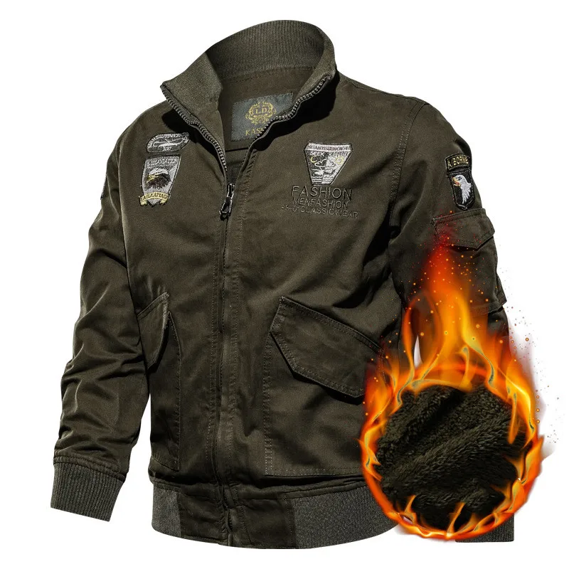 Зимняя флисовая куртка в стиле милитари мужская повседневная утепленная верхняя