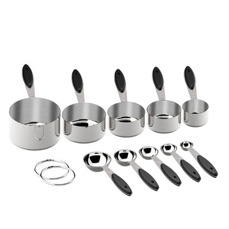 10 шт./компл. нержавеющая сталь серебро красочные мерные чашки мерная ложка с