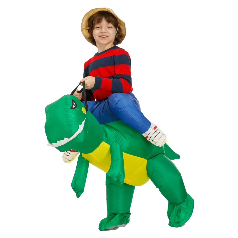 Для родителей и детей зеленый динозавр надувная одежда полубоди T-REX костюм для