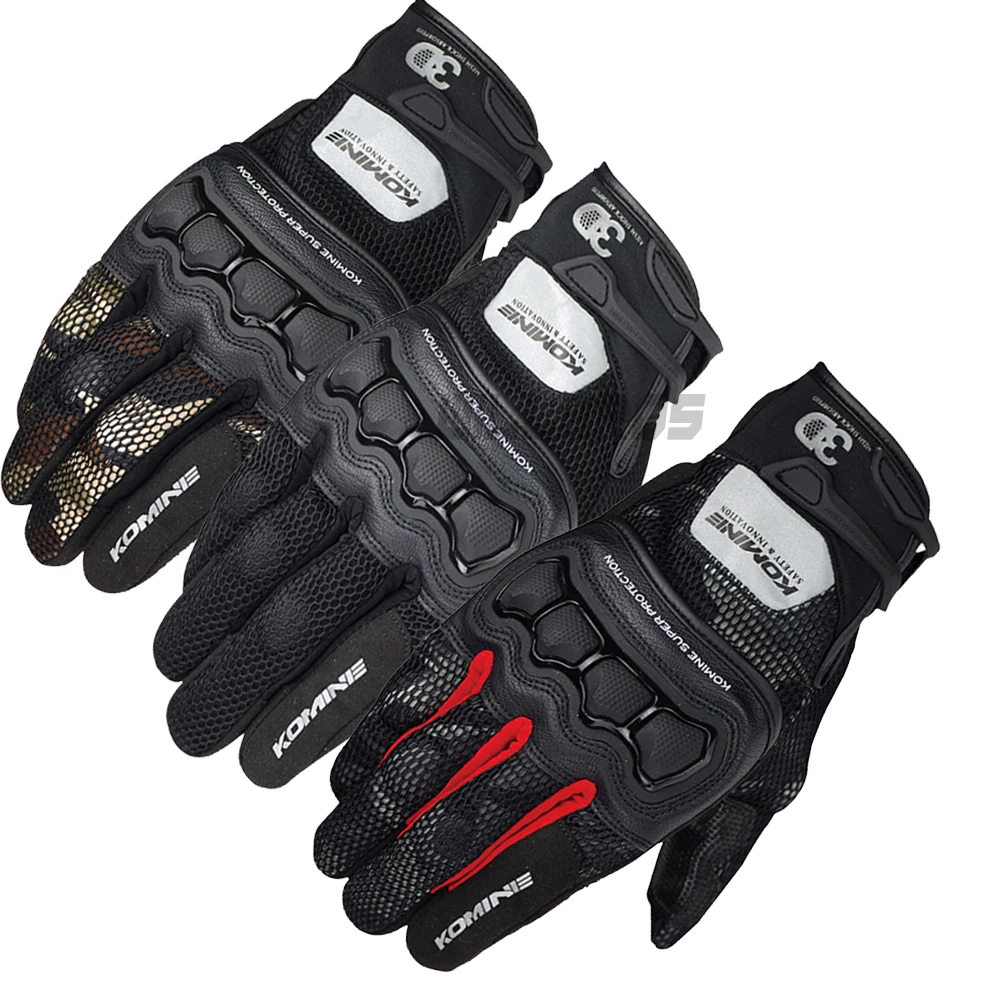 

Komine GK-215 Summer 3D Mesh Protective Gloves Motorcycle Bike Riding Black Red Guantes Cycling Offroad Dirt Bike Summer