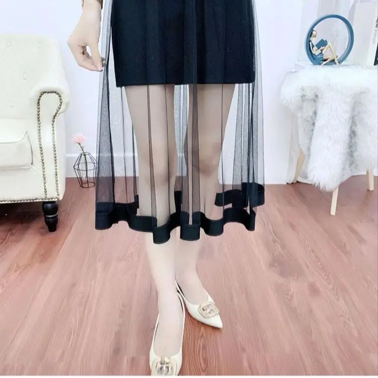 

Medium length mesh skirt 2021 spring and summer new girl perspective lace irregular skirt fashion student fishtail skirt