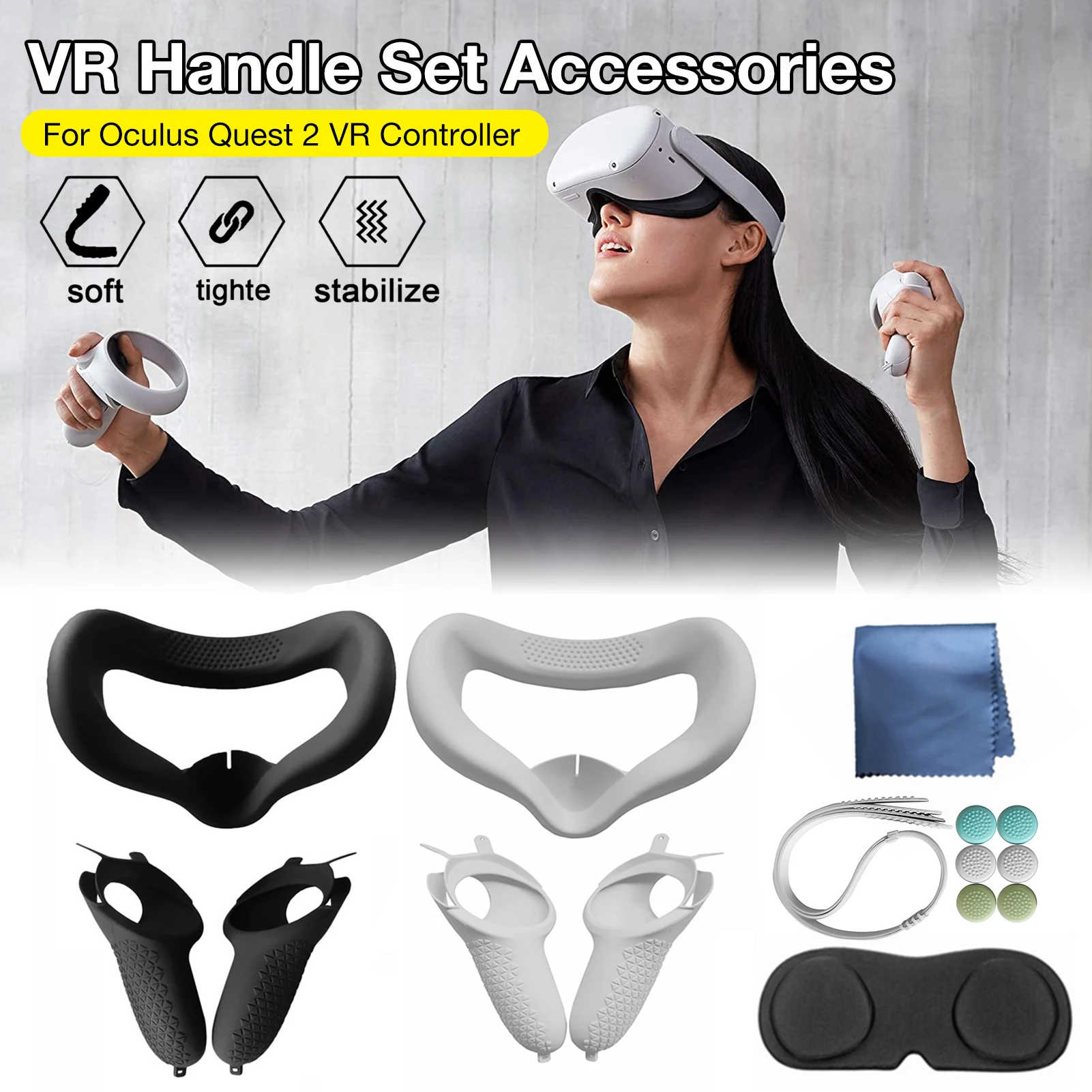 

VR Accessories Protective VR Handle Set For Oculus Quest2 VR Touch Controller Case With Knuckle Strap Handle Grip High-quality