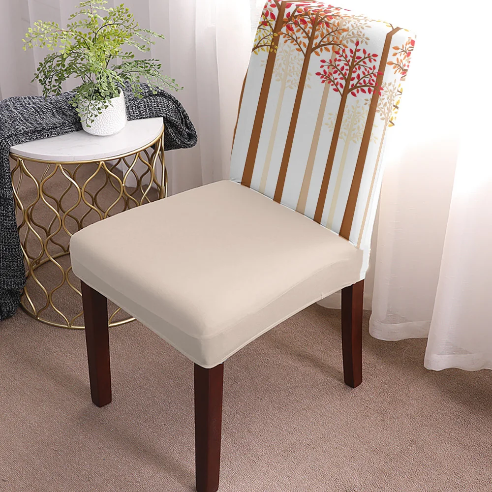 Dining Chair Covers Autumn Leaves Tree Trunk Modern Elastic Printing Hotel Wedding Home | Дом и сад